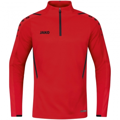 JAKO Langarmshirt Ziptop Challenge - Fleece-Innenseite, Zip-Reissverschluss - rot Jungen